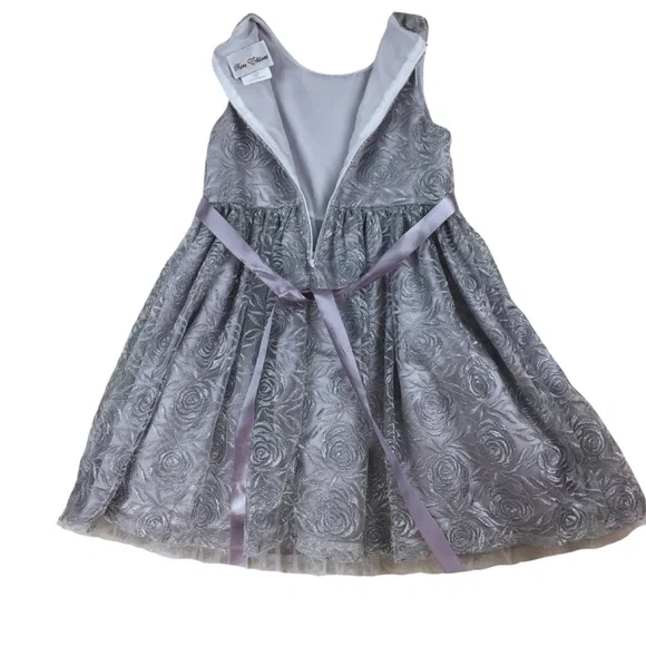 RARE EDITIONS Silver Tulle Lace Floral Princess Formal Layered Dress size 6X - Picture 12 of 16